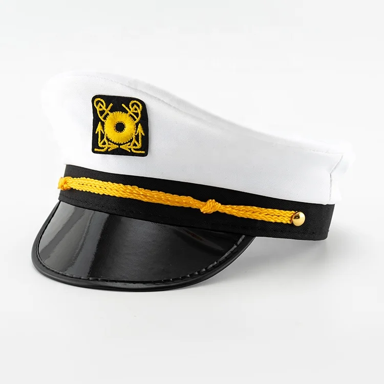 
High quality party embroidered captain hat, Carnival costume accessories, adult captain yacht sailor hat for sale 