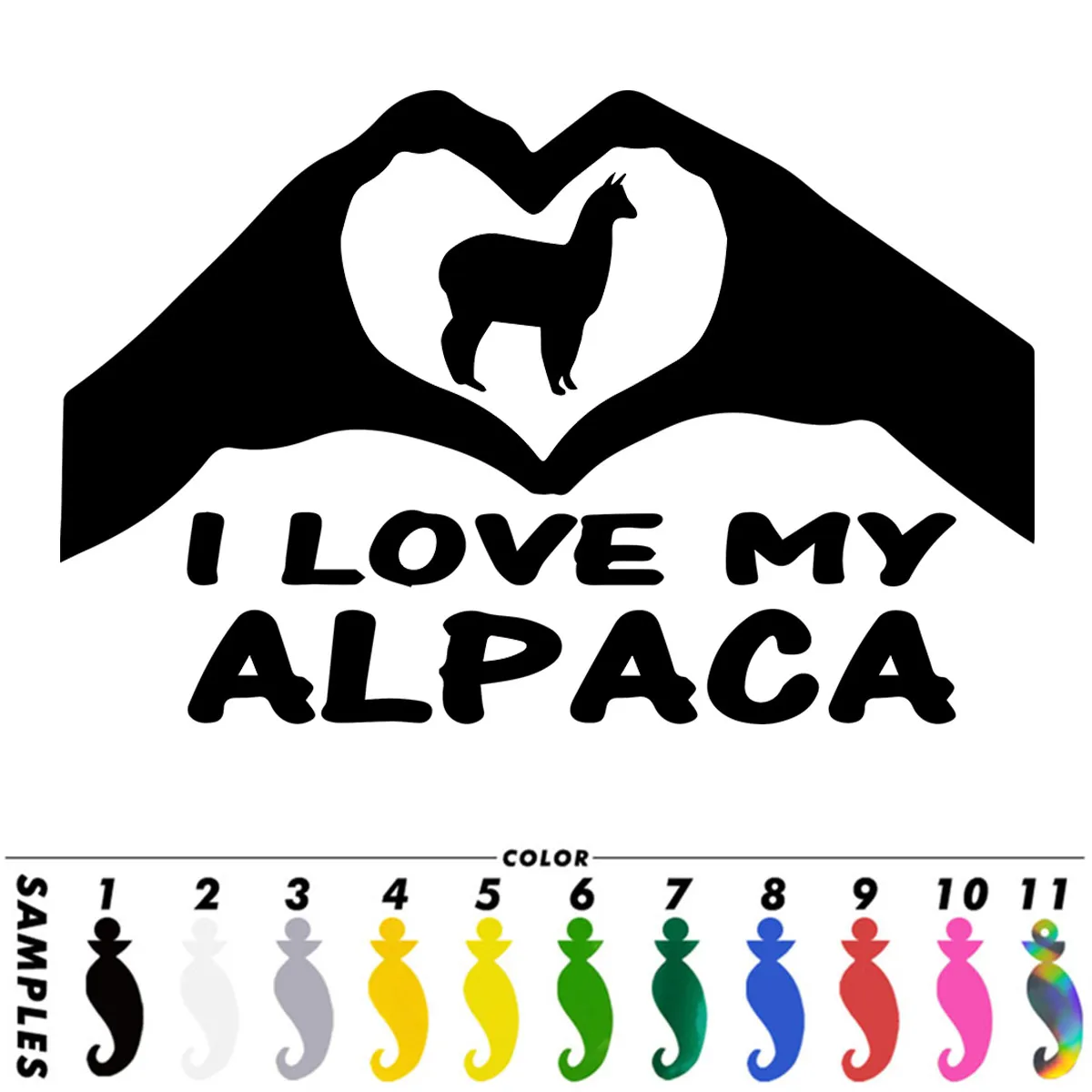 I Love My Alpaca Car Laser Sticker Vinyl Decal Car Truck Bumper Window Laptop Sticker Decor Gift Die Cut Decals Window Glass