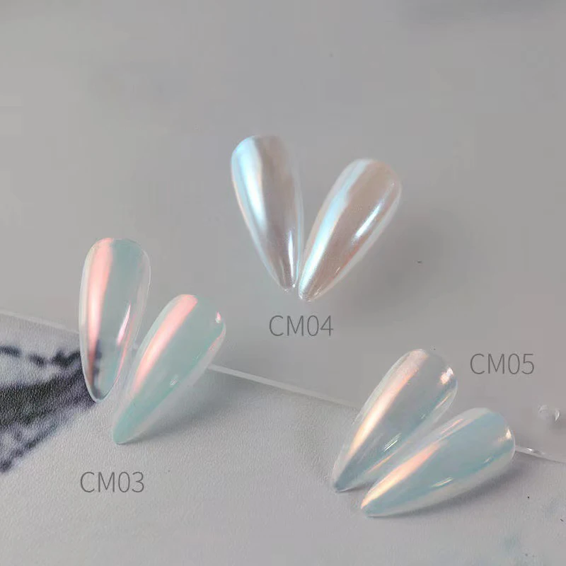 Super Shinning Metallic Mirror Chrome Fine White Pearl Pigment Chrome Moonlight Nail Powder for Nail Art Salon