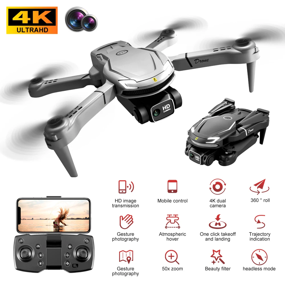 Headless 2.4g Wifi Mode Drones 4k Profesional V-88 Hd Dual Camera Beginner Long Range Rc Foldable Mini Drone