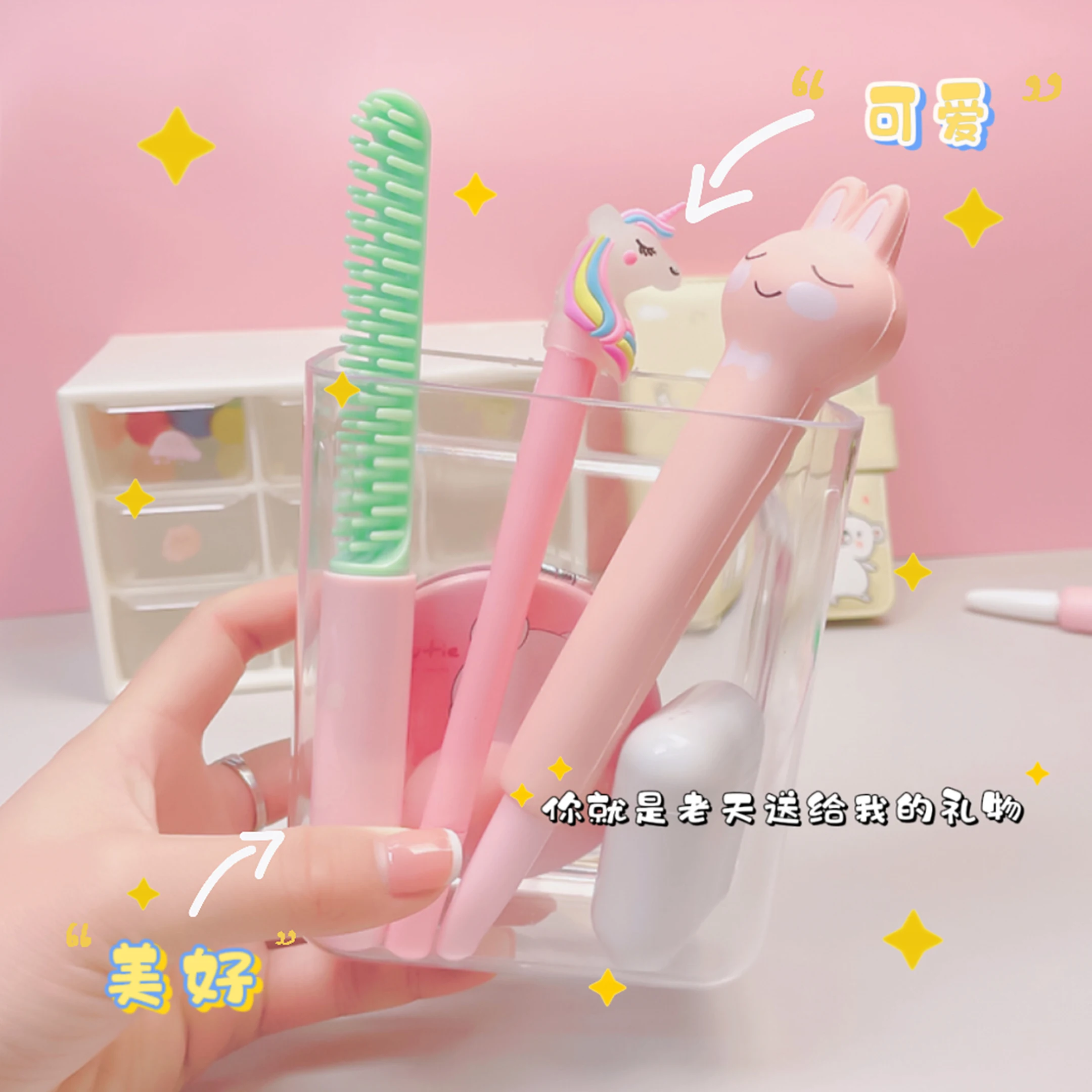 Clear Office Desk Acrylic Pen Holder Custom Pencil Holder Desktop Finishing Makeup Brush Storage Box Can Be Wall-mounted