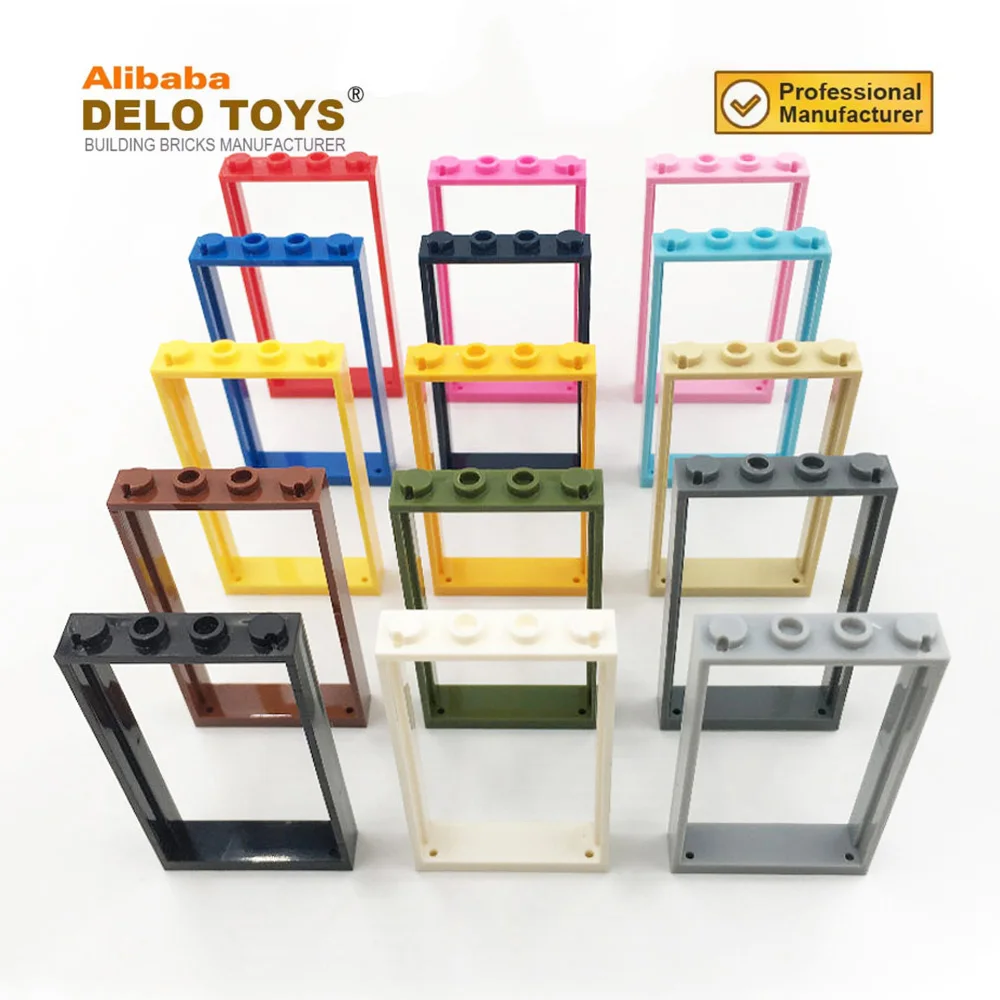 DIY parts building blocks Plastic Toy bricks accessories Door, Frame 1 x 4 x 6 with 2 Holes on Top and Bottom (NO.60596)