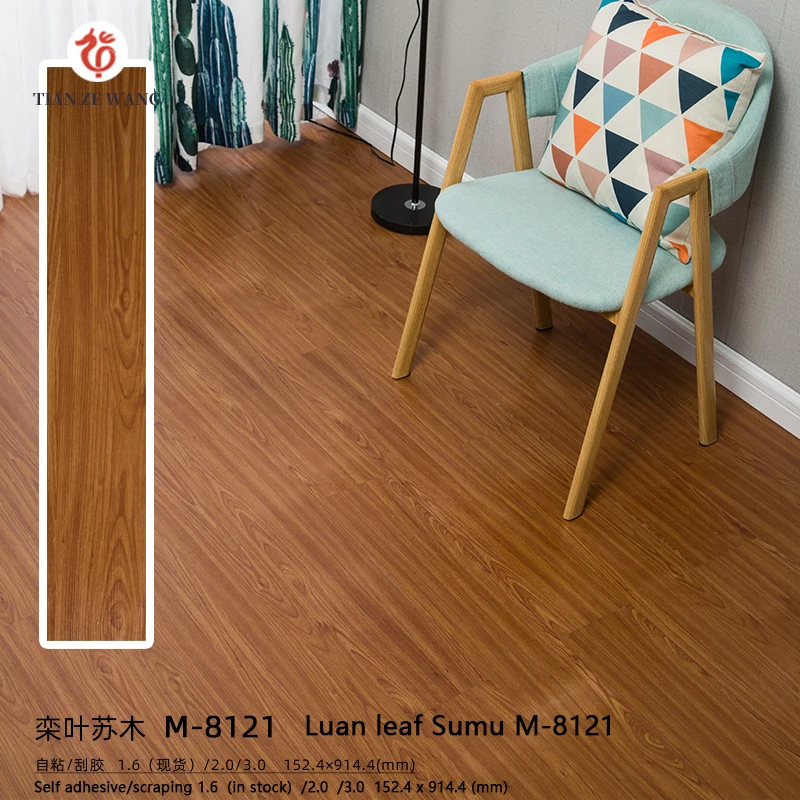 China Wholesale PVC 1.6mm-2mm Thickness Self-adhesive LVT Vinyl Flooring Tiles Wood Grain Stickers