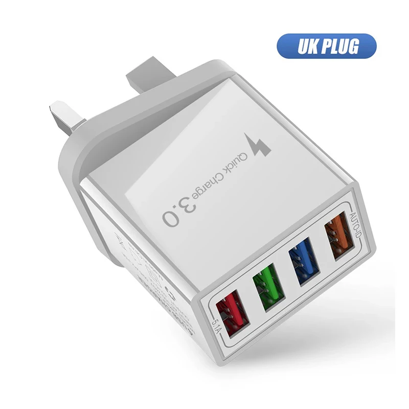  Дорожный адаптер для мобильного телефона QC3.0 с 4USB и американской вилкой USB-зарядное