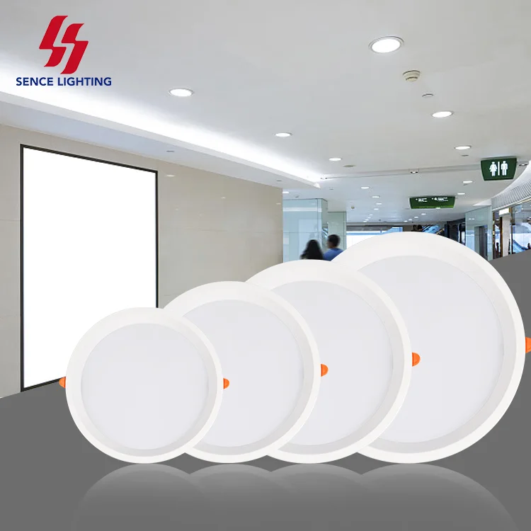 SENCE Indoor Lighting Office Home 9w 12w 18w 24w 36w Round Smd Recessed Led Ceiling Panel Light