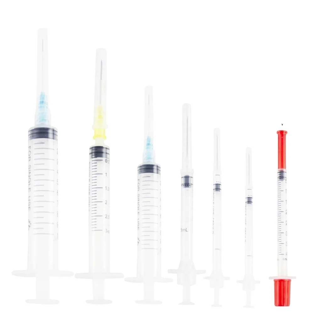 Chinese manufacturer 1ml 3ml 5ml 10ml 20ml Luer lock slip plastic medical disposable syringe with needle