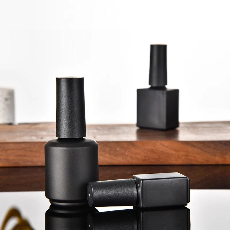 5ml 8ml 10ml 15ml custom logo empty black nail polish gel glue bottle supplier with brush