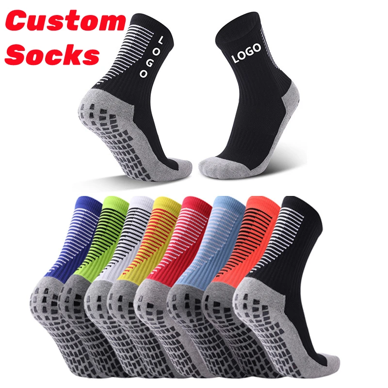 Low Moq Custom Anti Slip Sports Logo Terry Loop chaussettes de sport Sock Cushion Basketball Football Running Socks