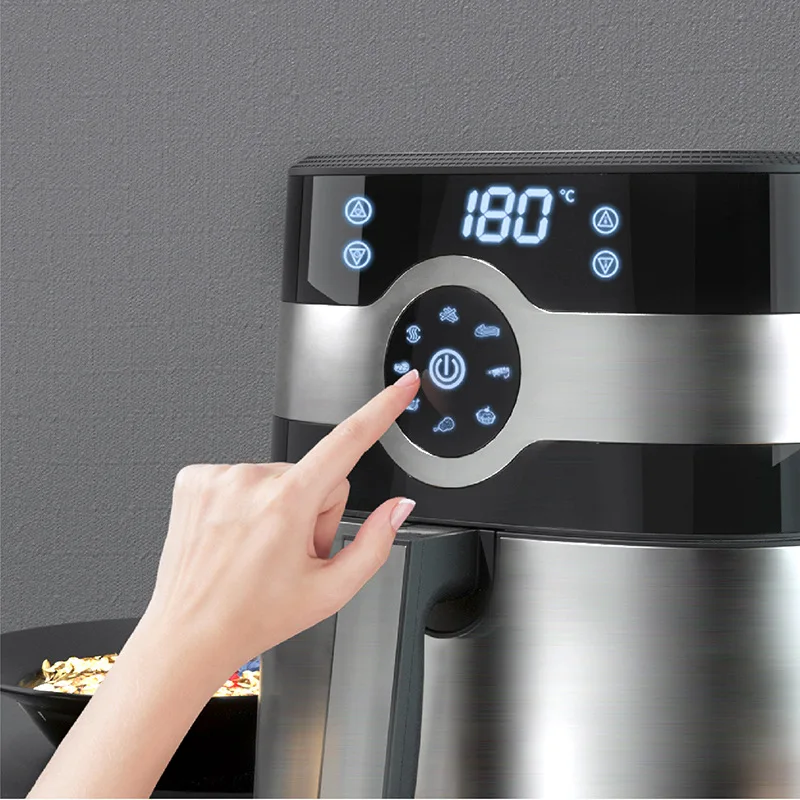 Electric Air Fryer 8L Large Capacity Stainless Steel Smart French Fries Air Fryers