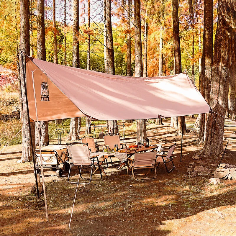 OEM Tente De Wholesale Double Layer Tarps Outdoor Camping BBQ Portable Tarp Awning Tent Waterproof Ultralight Sun Shelter