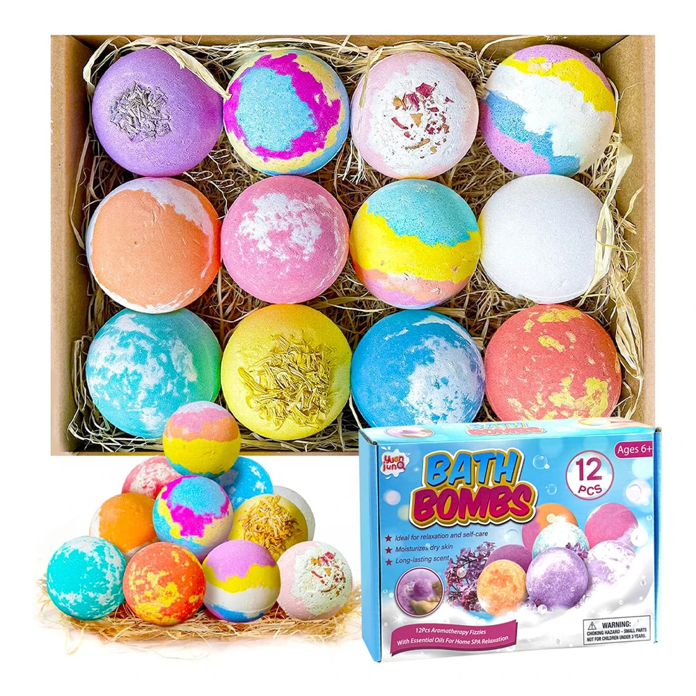 Bathbomb Ball Shapes Kids Handmade Organic Bubble Natural Luxury Fizzy Bath Bombs Set