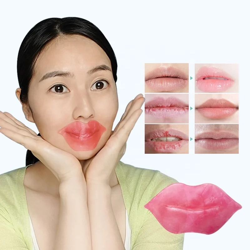 Lip Jelly Mask Crystal Rose Pink Hydrating Lip Sleeping Mask Exfoliating Brightening Gel Sheet Lip Mask