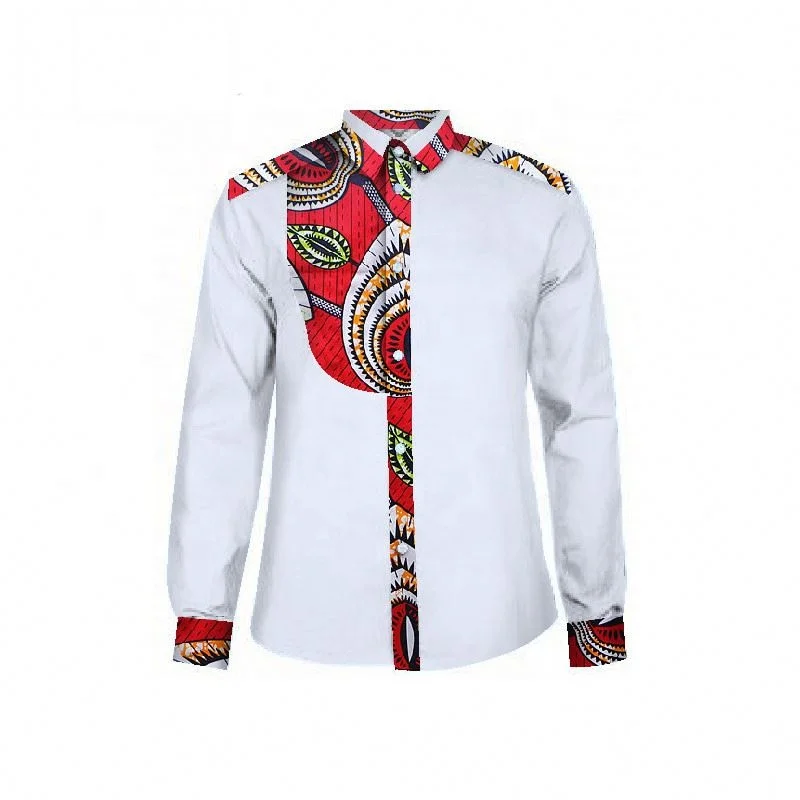 
Hot Sale Wholesale Cotton Long Sleeve Printed Plus Size African Clothing Dashiki Shirt 