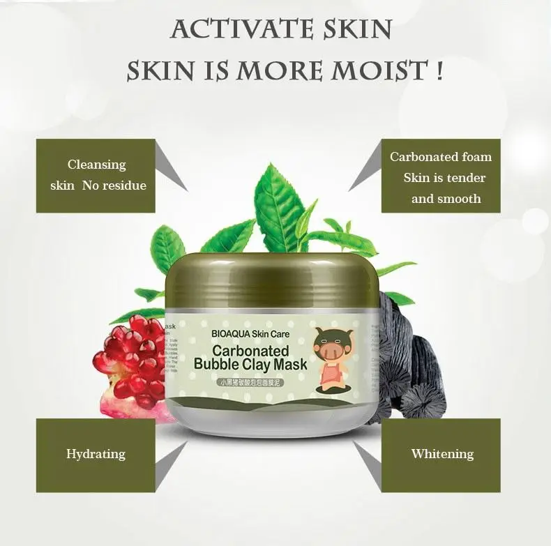BIOAQUA Skin Care Nutrition Repair Face Cream Carbonated Bubble Clay Dispel the black head Whitening Moisturizing Facial Masks