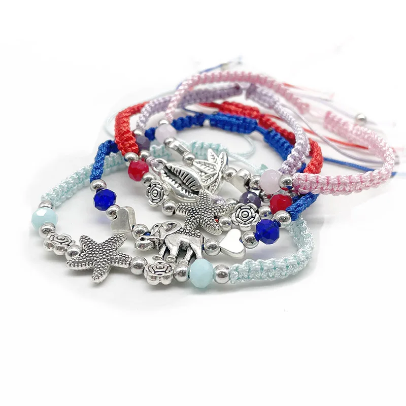 New Seastar Elephant Charm Shell Bracelet Hawaiian Beach Jewelry Girl Natural Seashell Chain Bracelets