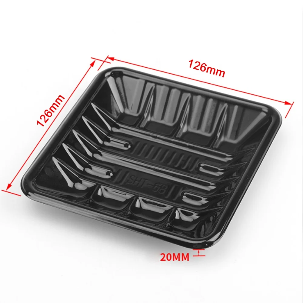 
Hot sale for supermarket RPET/PET flammulina black disposable plastic vegetable tray 