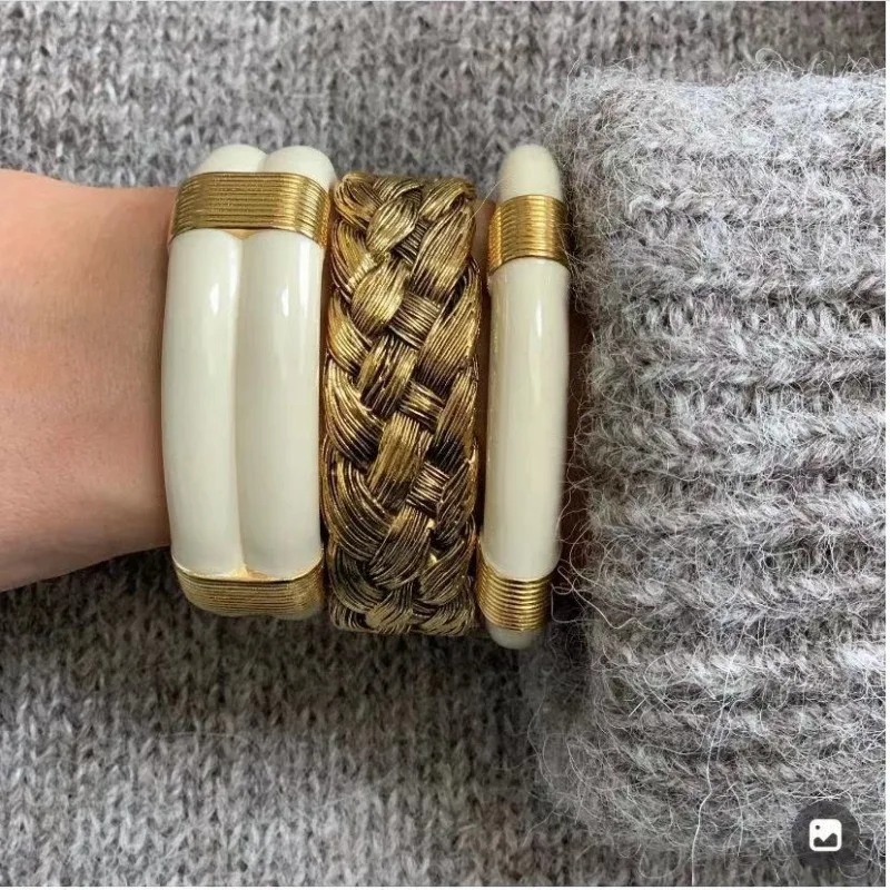 Aureliebidermann French vintage enamel bracelet jewelry 18k real gold plated for girls and women