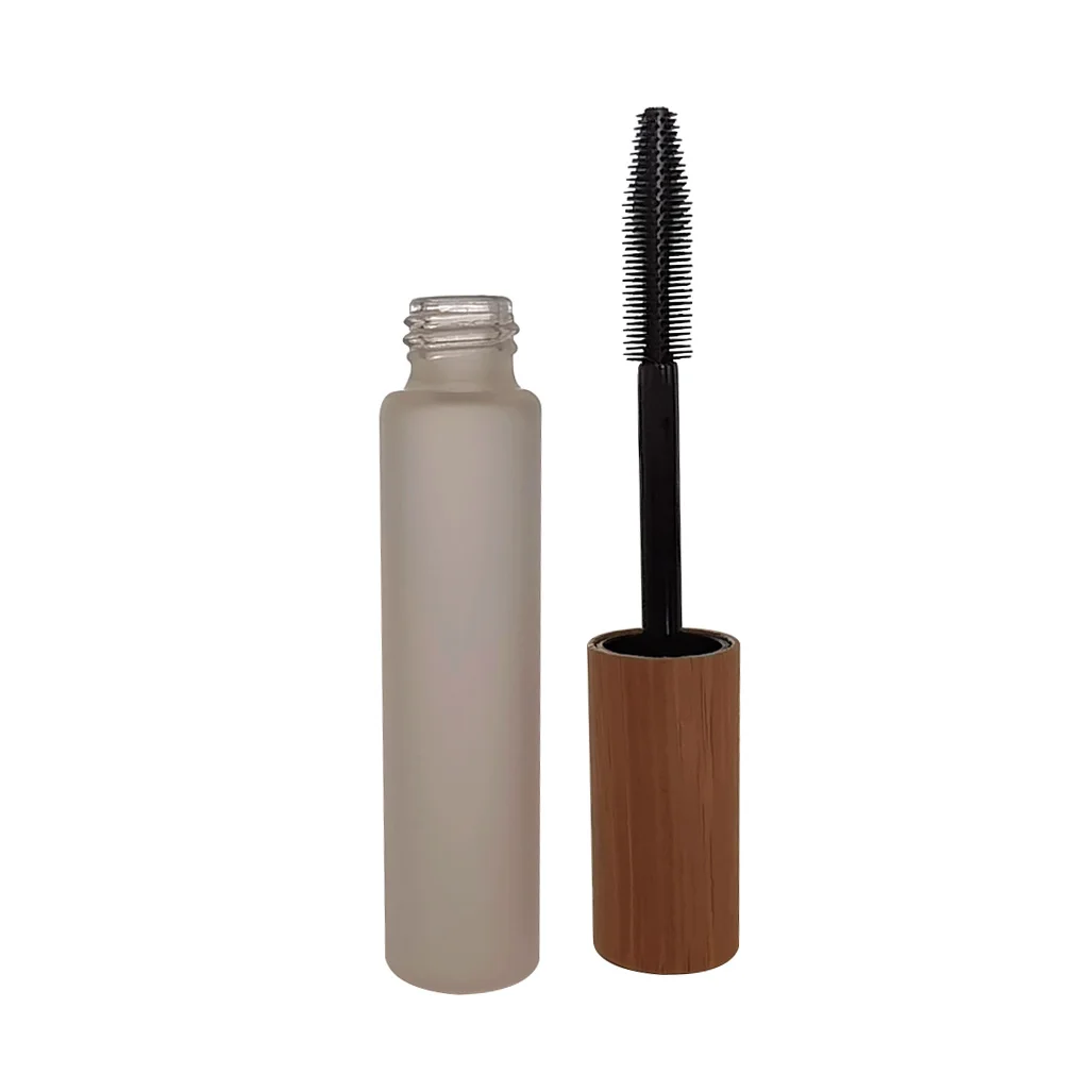Mini Mascara Tube 8ml Mascara Wand Glass Bottle Tube Container 5ML Frosted Glass with Bamboo Handle Natural Cosmetic OEM 1-12mm