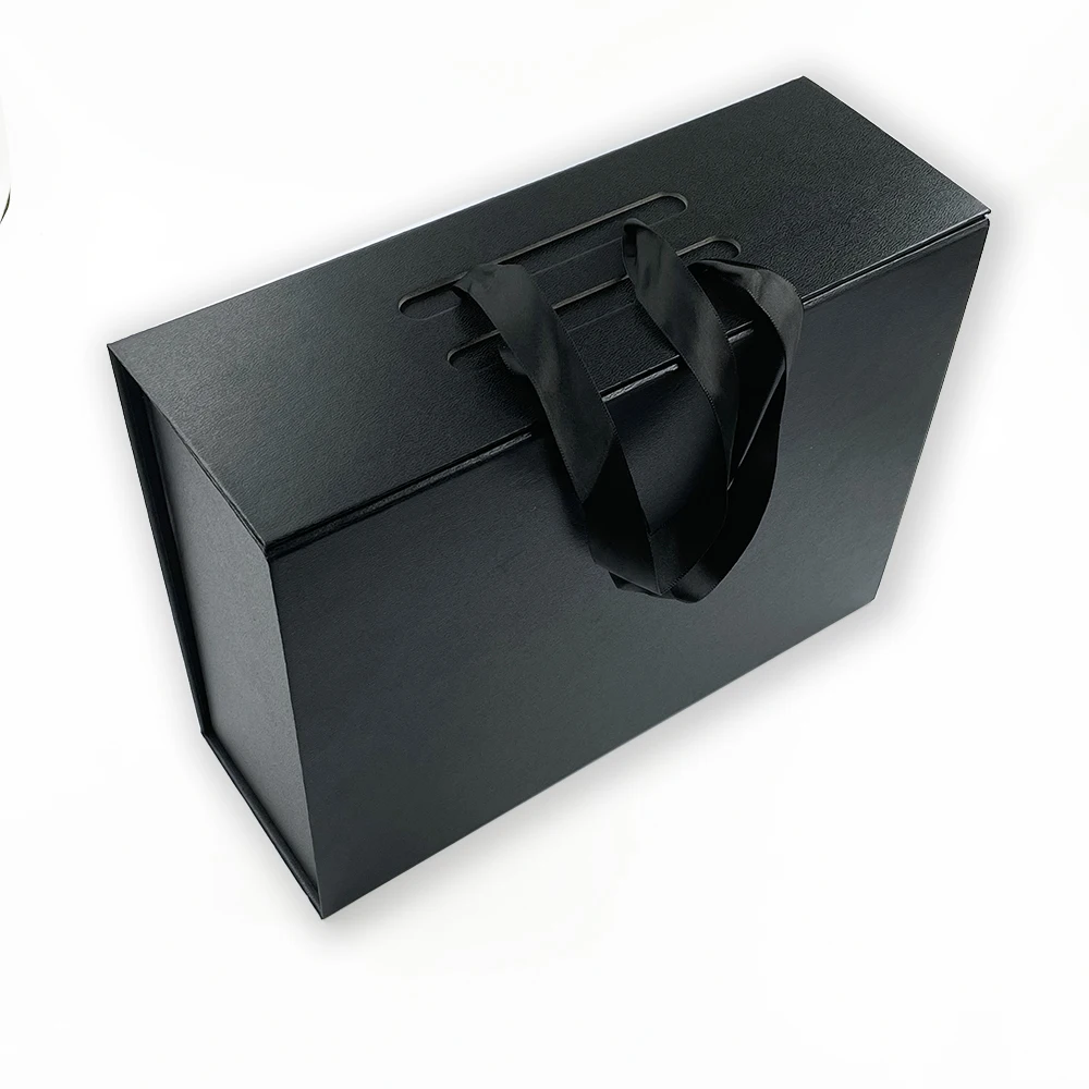 High Quality Packaging Flat Shipping Gift Boxes Magnetic Closure Custom Logo Deep Large Black Paper Box