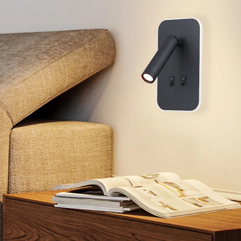 Вращающееся крепление на поверхность светодиодное изголовье для чтения настенный светильник 3 Вт светодиодная книжная кровать настенный светильник прикроватный настенный светильник