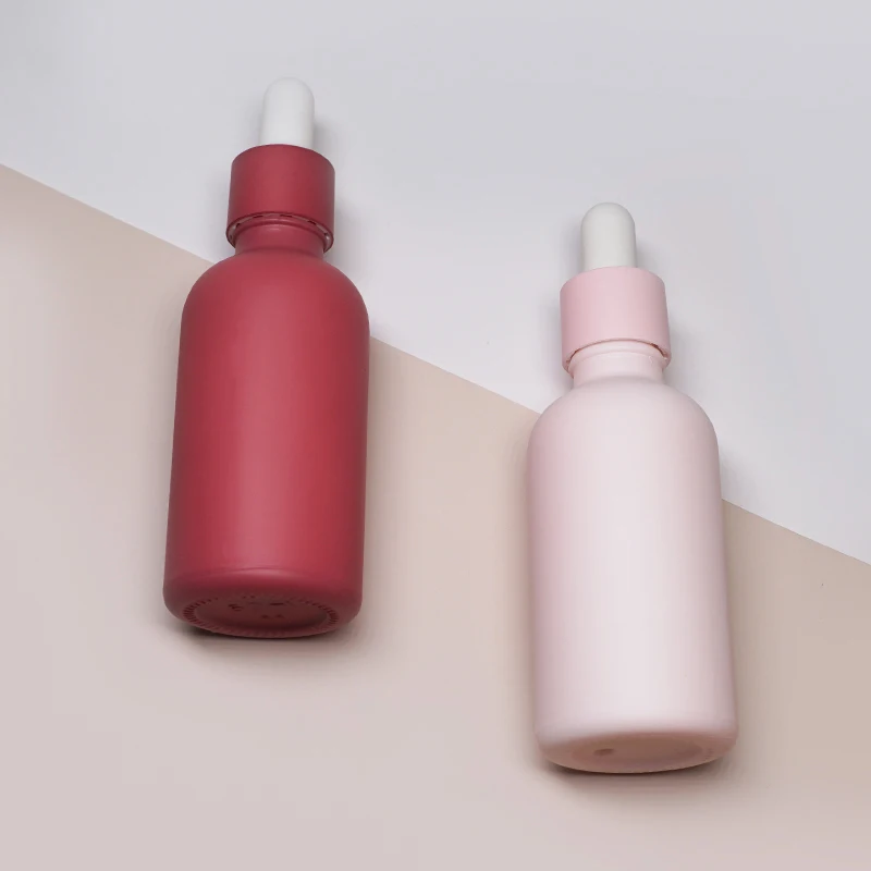 
50ml Customized round opal glass sreum bottle with matte dropper for skin care 