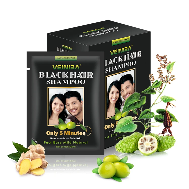 black hair color shampoo 5 minutes one wash black darkening shampoo hair dye GMP ISO 22716 standard