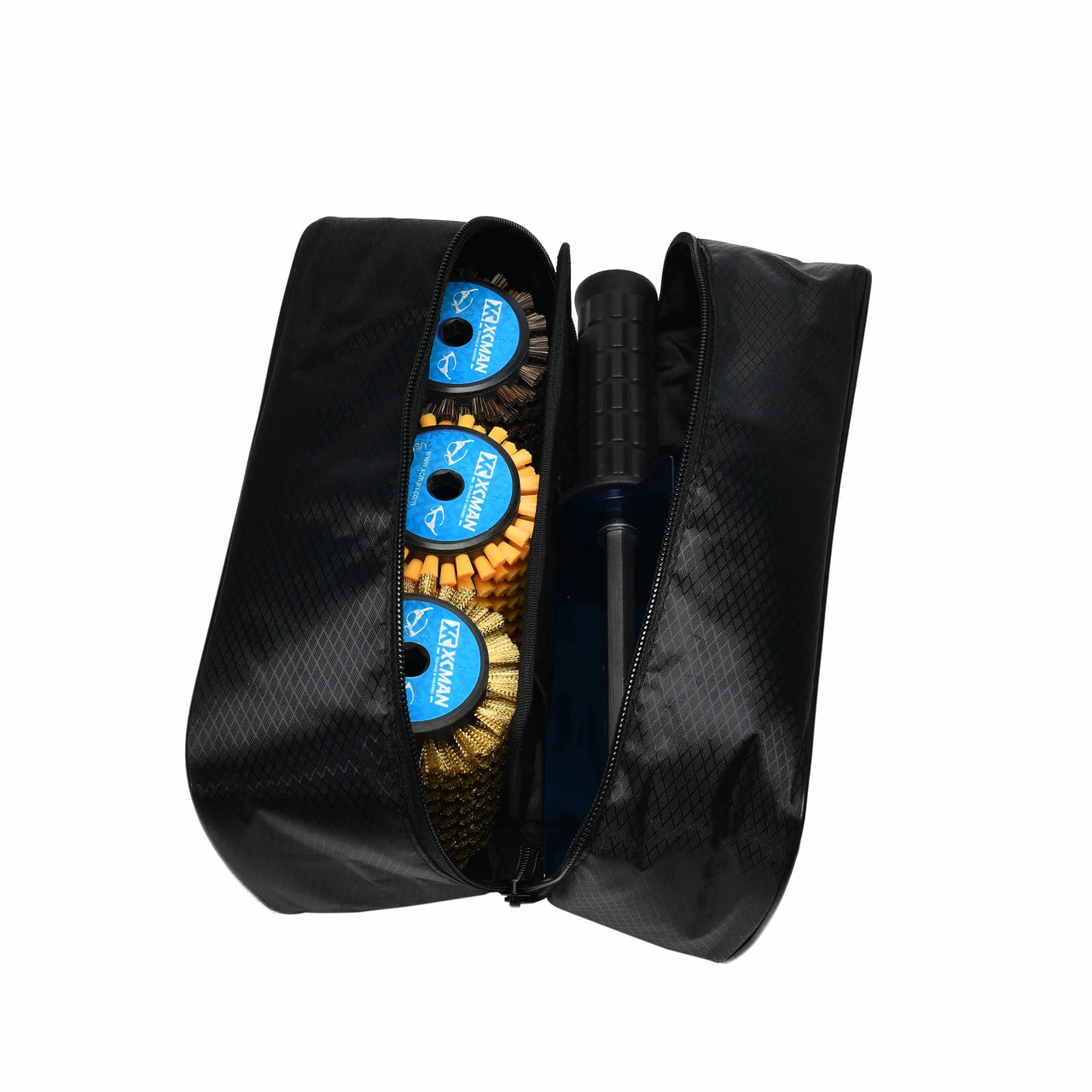 Ski Roto Waxing Brush Kit Handle Axle with Shield All 3 Brushes:Nylon, Horsehair, Brass/Cork for Skis Snowboard Winter Sports