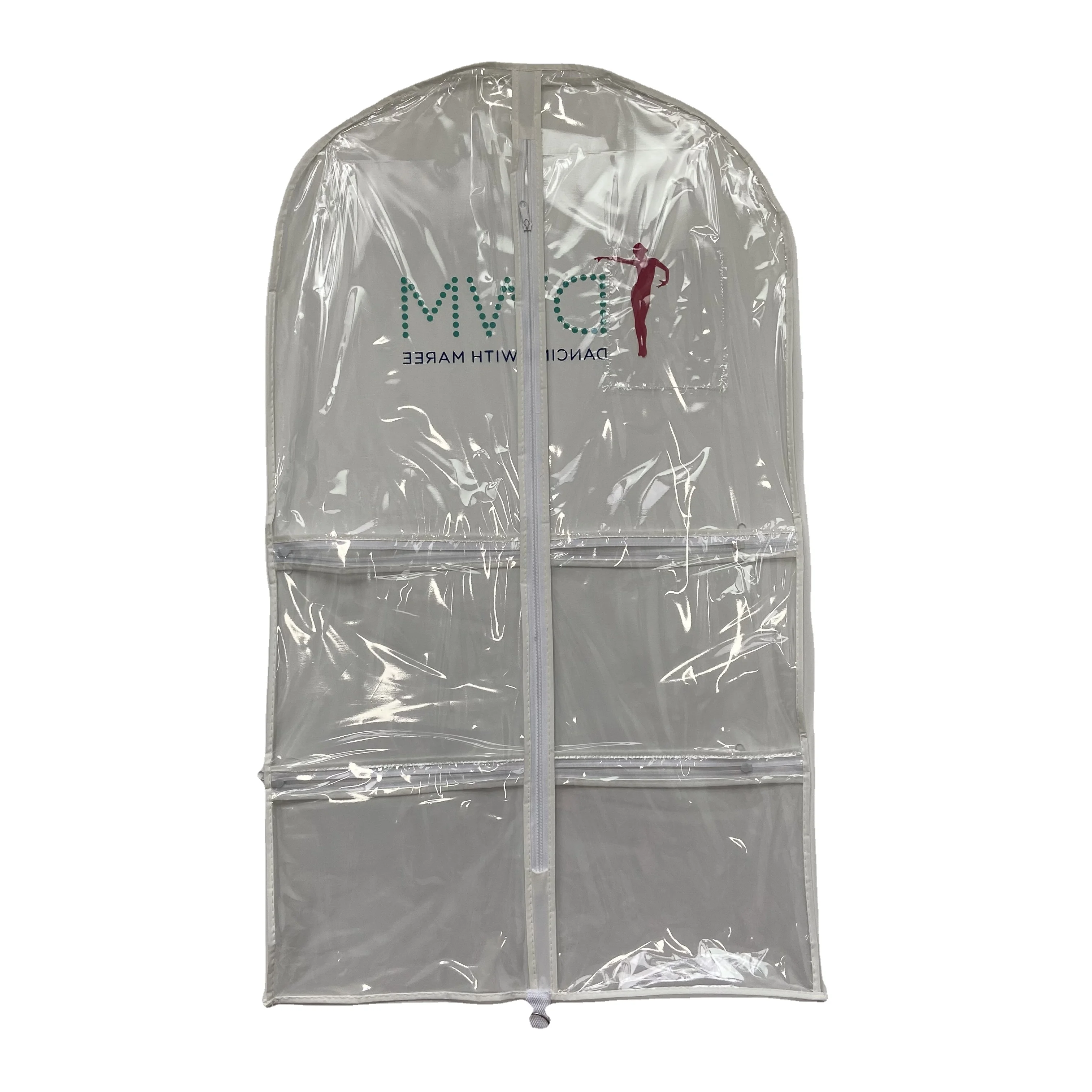 clear pvc dance costume garment bag with pockets dance garment bag personalized Clear Garment Bag with ID Pocket