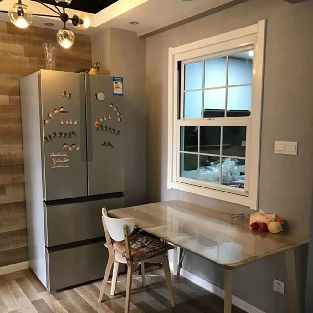 Soundproof Tempered Glass Vertical Sliding Window Thermal Break Aluminum Top Double Hung Windows With Grill