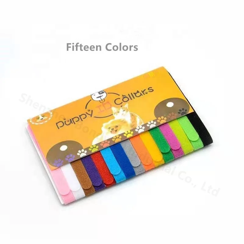 12 Multicolor Puppy Collars Adjustable Double Sided Hook Loop Reusable Comfortable Soft Fabric ID Bands for Dogs Pet Cat
