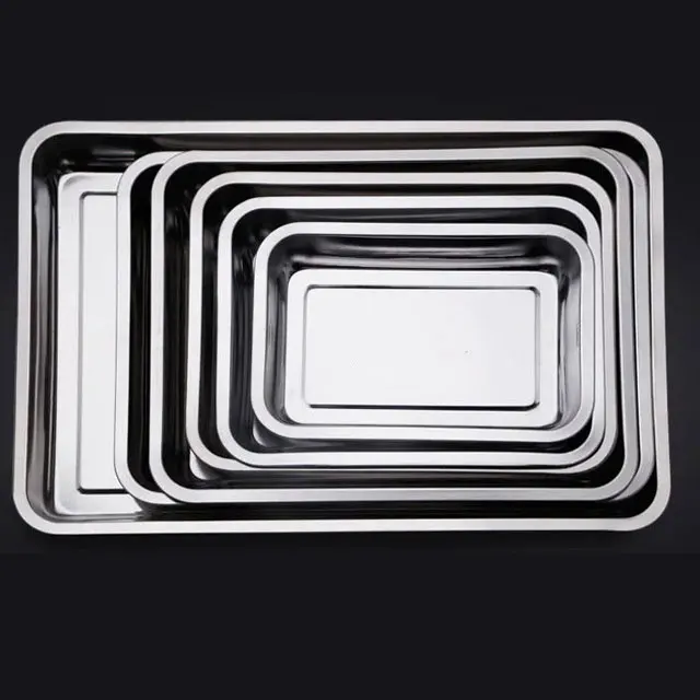 Factory Wholesale All Size Stainless Steel Baking Tray 2 cm Deep Rectangular Tray Serving Tray