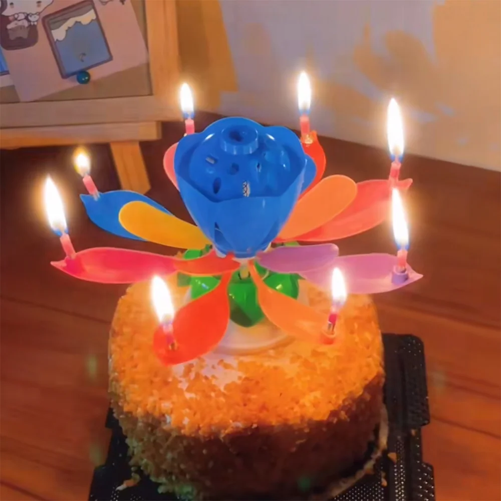 Magic Fireworks Exploding Colorful Birthday Candle Creative Lotus Flower Music Singing Birthday Candles Wholesale