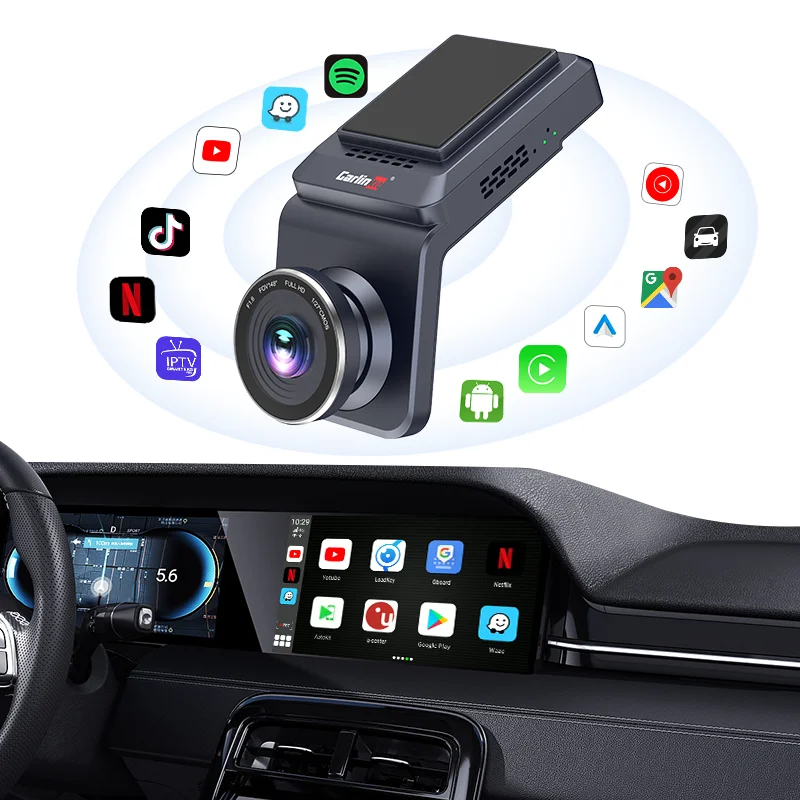Carlinkit 64Gb Tf 128Gb Tachograph Driving Recorder Dvr 4K Adas Night Vision 1080P Hd Ai Smart Box Carplay For Youtube Netflix