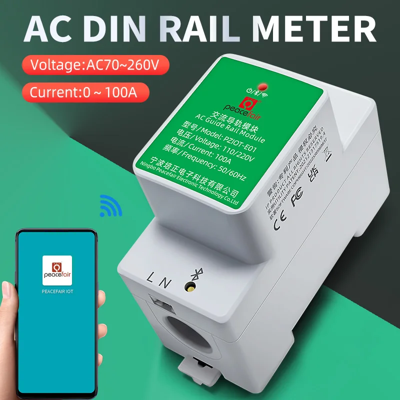 Peacefair электроприборы Din rail WIFI измеритель потребления энергии ваттметр вольтметр IOT дистанционное управление приложения Tuya