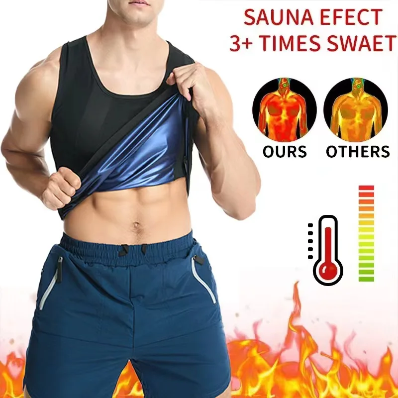 Snbo Sauna Shirt for Men Sweat Suit Compression T-Shirt Weight Loss Body Shaper Shirts for Workout Sports