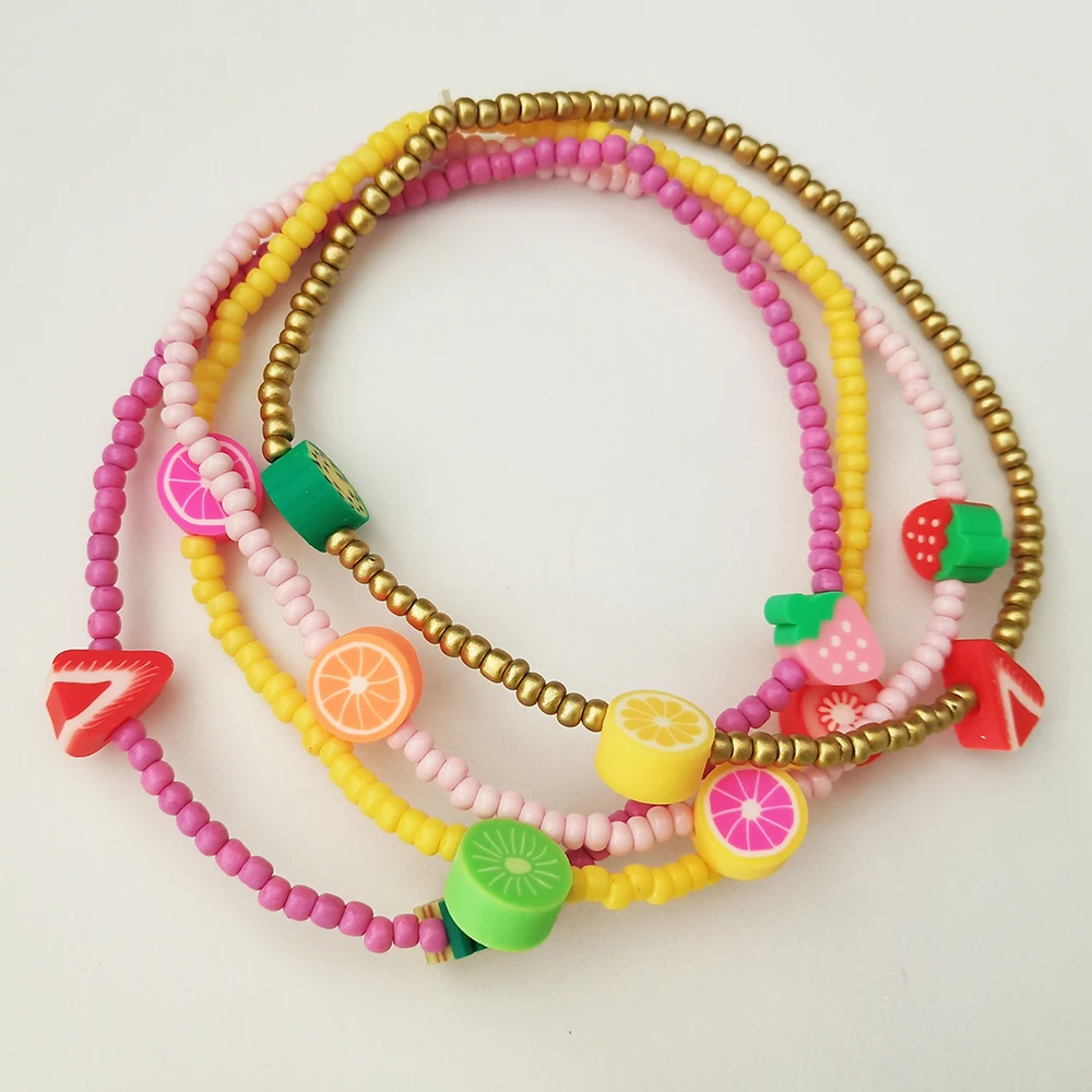  Liberty Gifts hand crafts elastic beaded mixed colors anklets heart shape wrist decoration bracelet summer beach