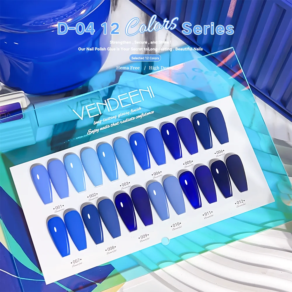 High quality sky blue nail gel polish set 12 colors series gel nail polish kit solid color uv gel private label custom box logo