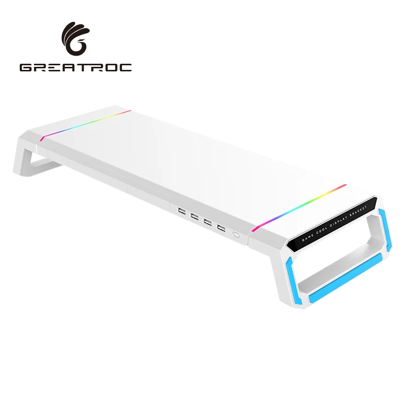 Отличная roc 4 в 1 монитор и подставка для ноутбука с выдвижным ящиком держатель телефона USB hub RGB свет ноутбук подставки Регулируемая по высоте