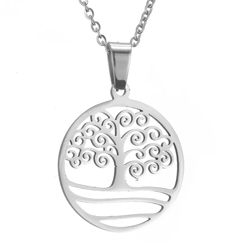 Latest Promotion Price Custom Hollow Silver Alloy Titanium Steel Family Tree Of Life Pendant Necklace For Women Gifts Jewelry