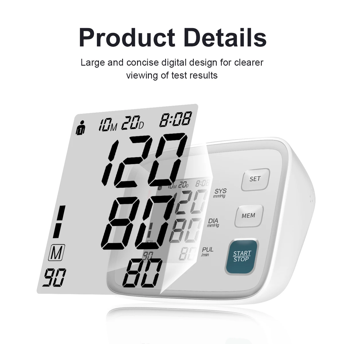 BP Machine Digital Sphygmomanometer High Accuracy Digital Automatic Smart Sphygmomanometer Upper Arm Blood Pressure Monitor