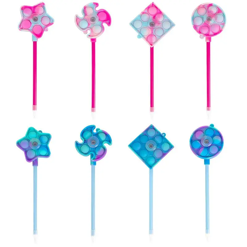 Creative Macaron stereo geometry Bubble silicone pen fidget spinner rotating pen signature pen decompression stationery