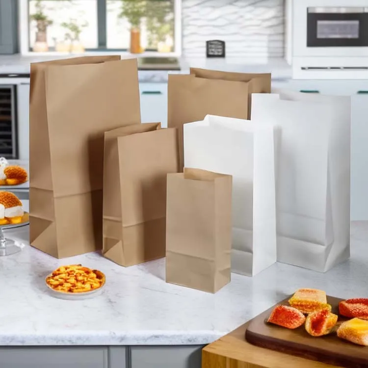 Paper Bag Manufacturers Wholesale Disposable Food Grade Packing Bag Custom Sos Brown Kraft Paper Bags Without Handle