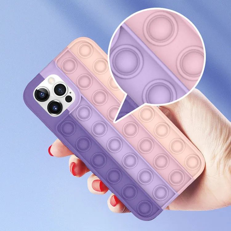 Back Cover For iPhone 12 Silicon Popping Decompression Bubble Wrap Case;For iPhone 12 Fidget Toys Push It Bubble case
