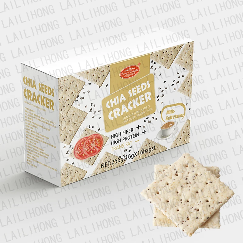 Low sugar low fat Chia Seed crackers biscuits milk Flavor Sea salt soda crackers biscuits
