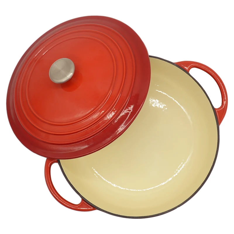 Чугунная кастрюля для рождества, яркая эмалированная голландская духовка для супа и каши