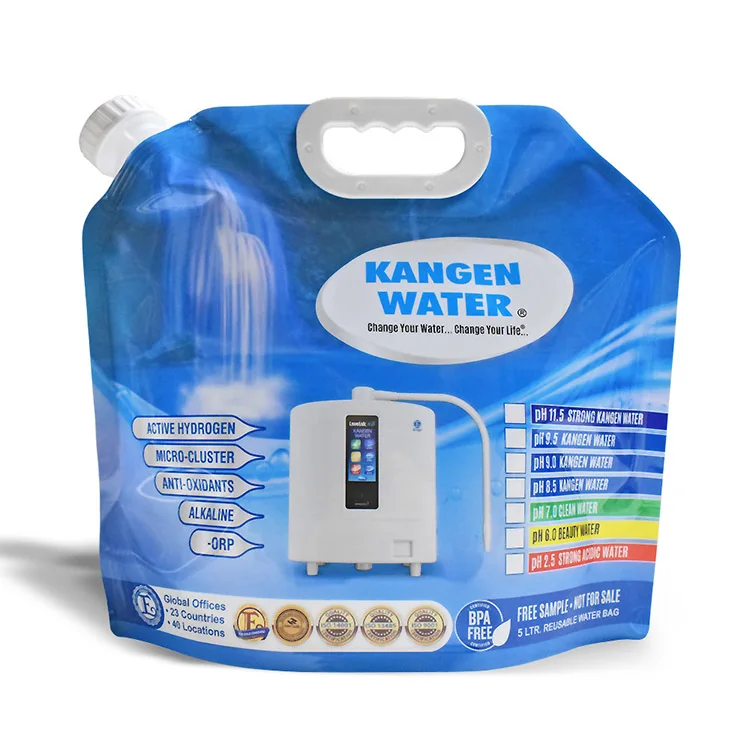Outdoor Foldable Kangen Liquid Beer Drinking Juice Water Portable Spout Pouch With Handle Clear Plastic Bag