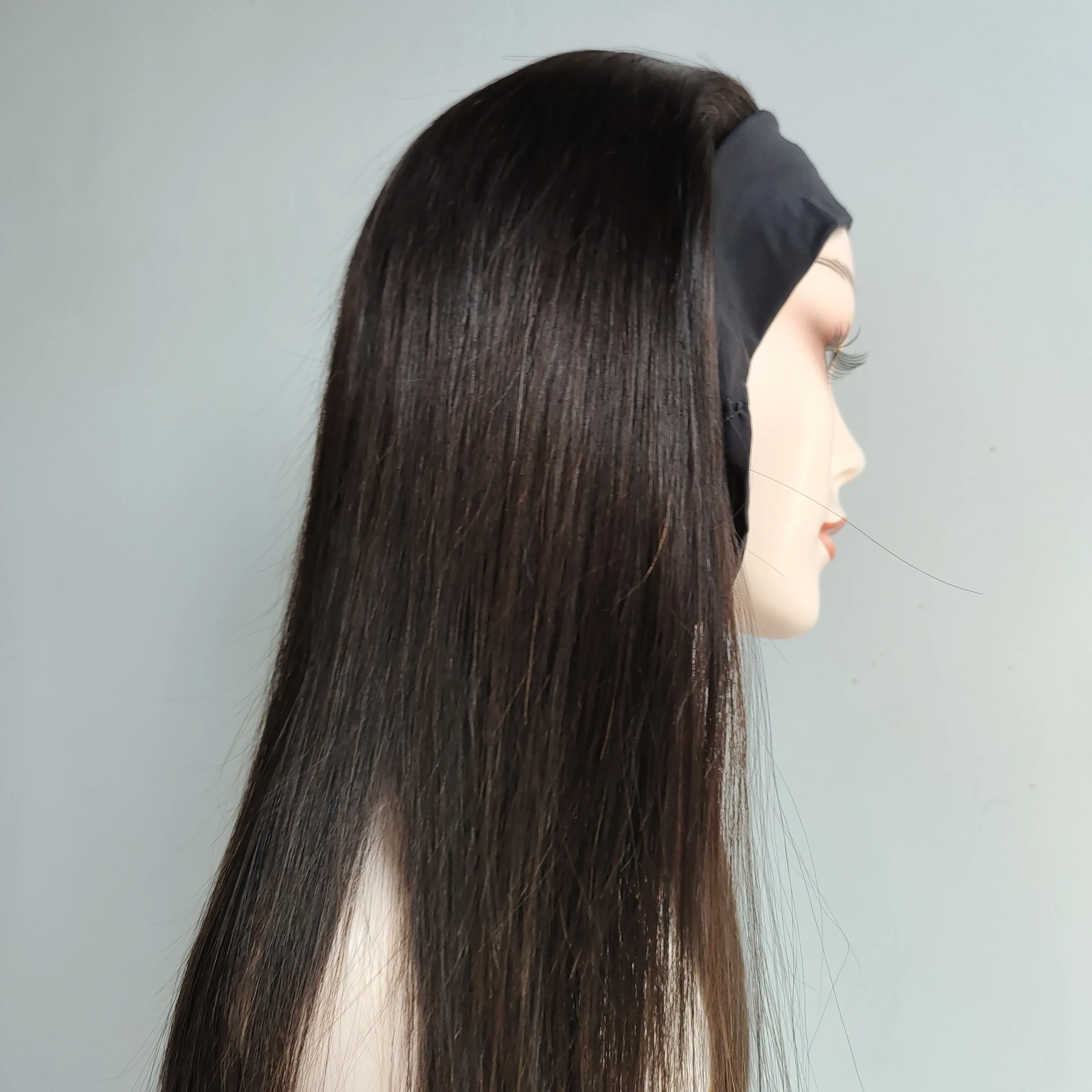Hot sale machine made headband human hair wig