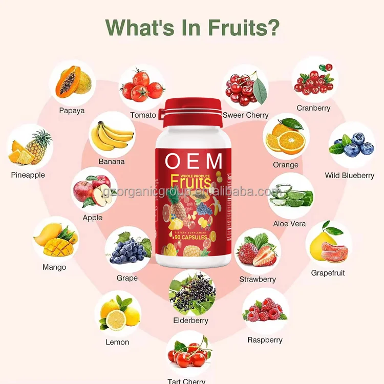 2024 OEM Hot sell Balance Of Nature Fruits And Veggies Supplement 90 Capsules Whole Food Supplement For Women Men and Kids