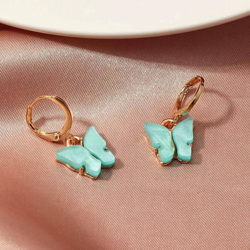 Newest Candy Color Earrings Sweet Little Butterfly Dangle Earrings Beautiful and novel