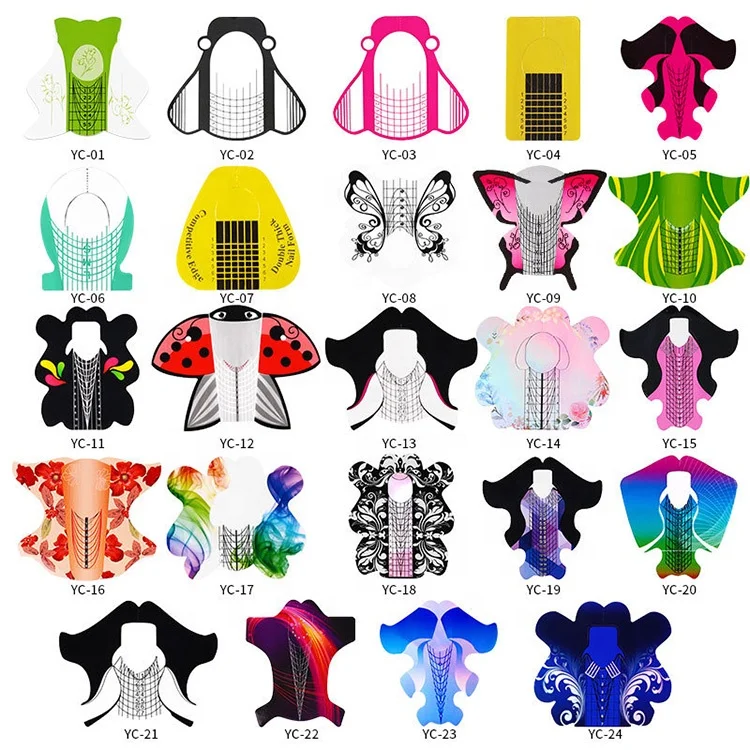 Wholesale nails form for extension acrylic UV gel manicure tool 100pcs/roll plastic extension guide sticker
